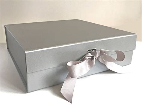 metallic silver gift boxes|silver gift boxes with lids.